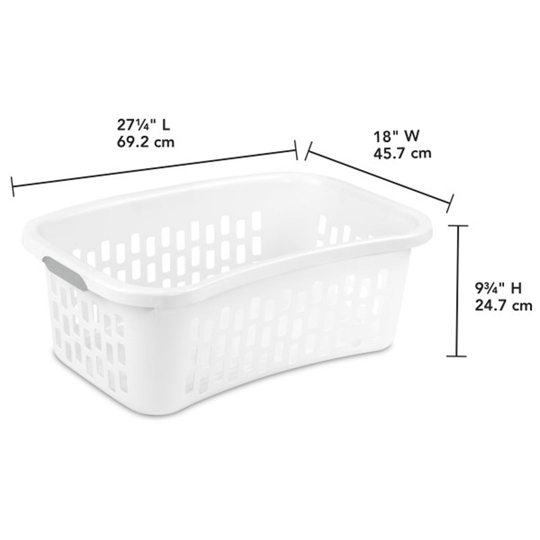Sterilite HipHold Laundry Basket, 1.5 Bushel Plastic Hamper, White, 18 Pack