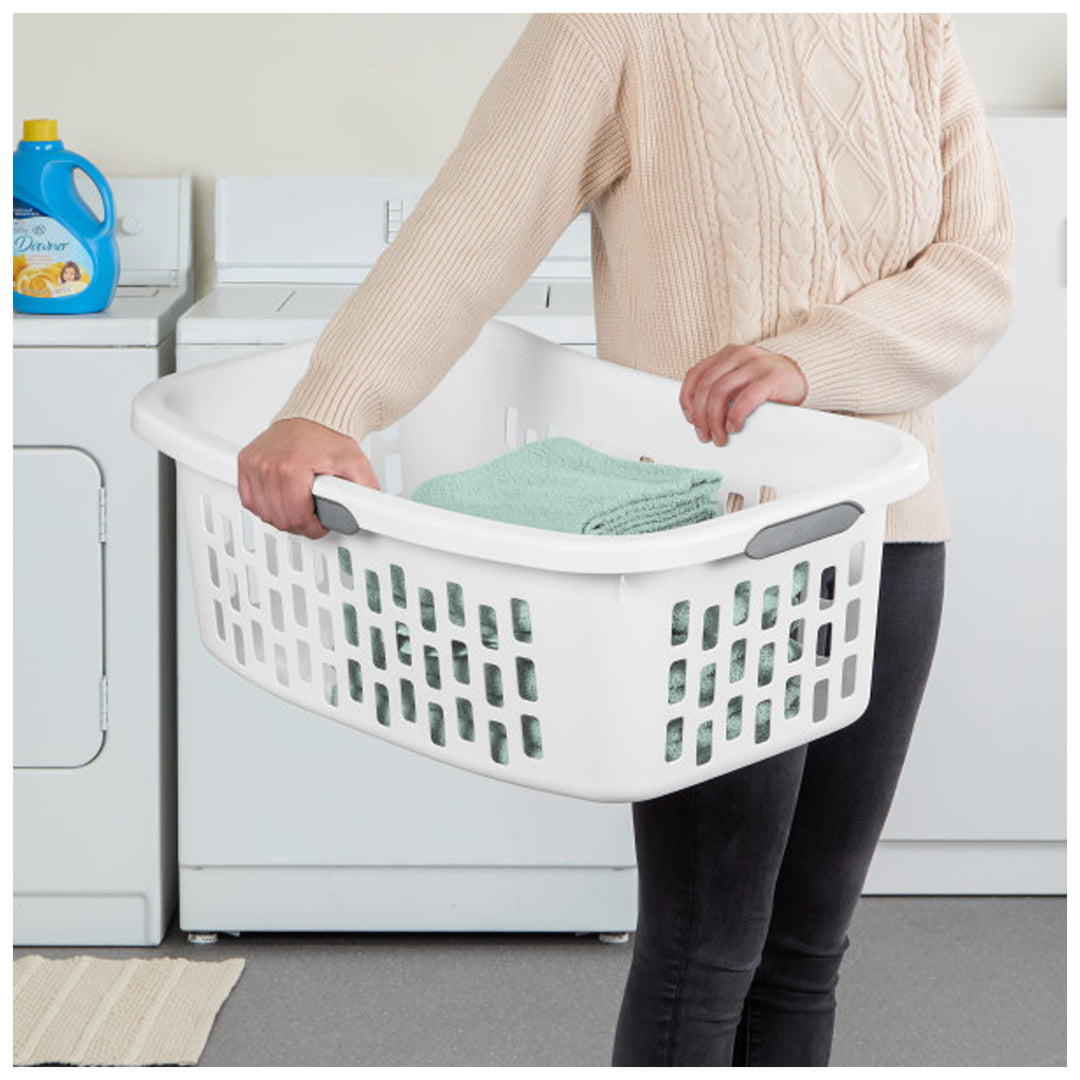 Sterilite HipHold Laundry Basket, 1.5 Bushel Plastic Hamper, White, 24 Pack