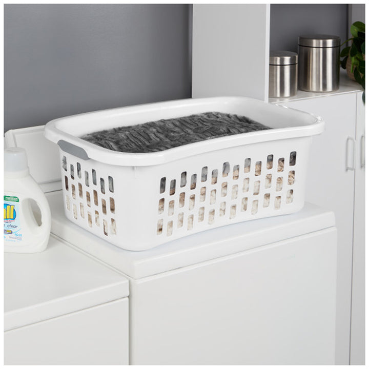 Sterilite HipHold Laundry Basket, 1.5 Bushel Plastic Hamper, White, 24 Pack