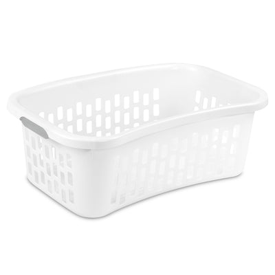 Sterilite HipHold Laundry Basket, 1.5 Bushel Plastic Hamper, White, 12 Pack