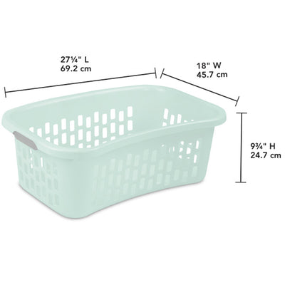Sterilite HipHold Laundry Basket, 1.5 Bushel Plastic Clothes Hamper, Mint, 24 Pk