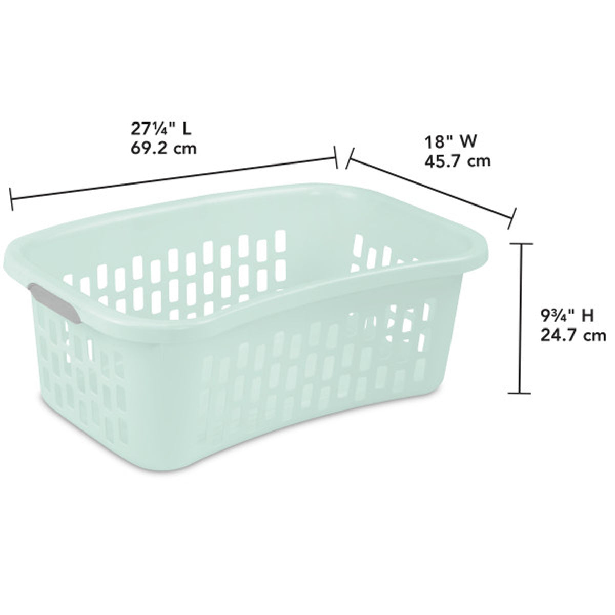 Sterilite HipHold Laundry Basket, 1.5 Bushel Plastic Clothes Hamper, Mint, 12 Pk