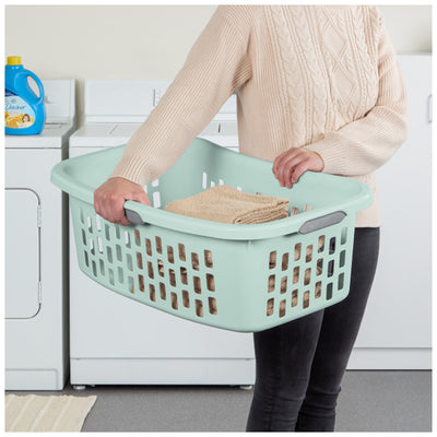Sterilite HipHold Laundry Basket, 1.5 Bushel Plastic Clothes Hamper, Mint, 24 Pk
