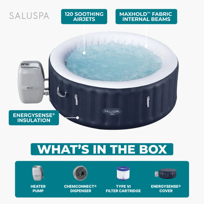 Bestway SaluSpa Miami 2-4 Person Inflatable Hot Tub, Round Spa, (Open Box)