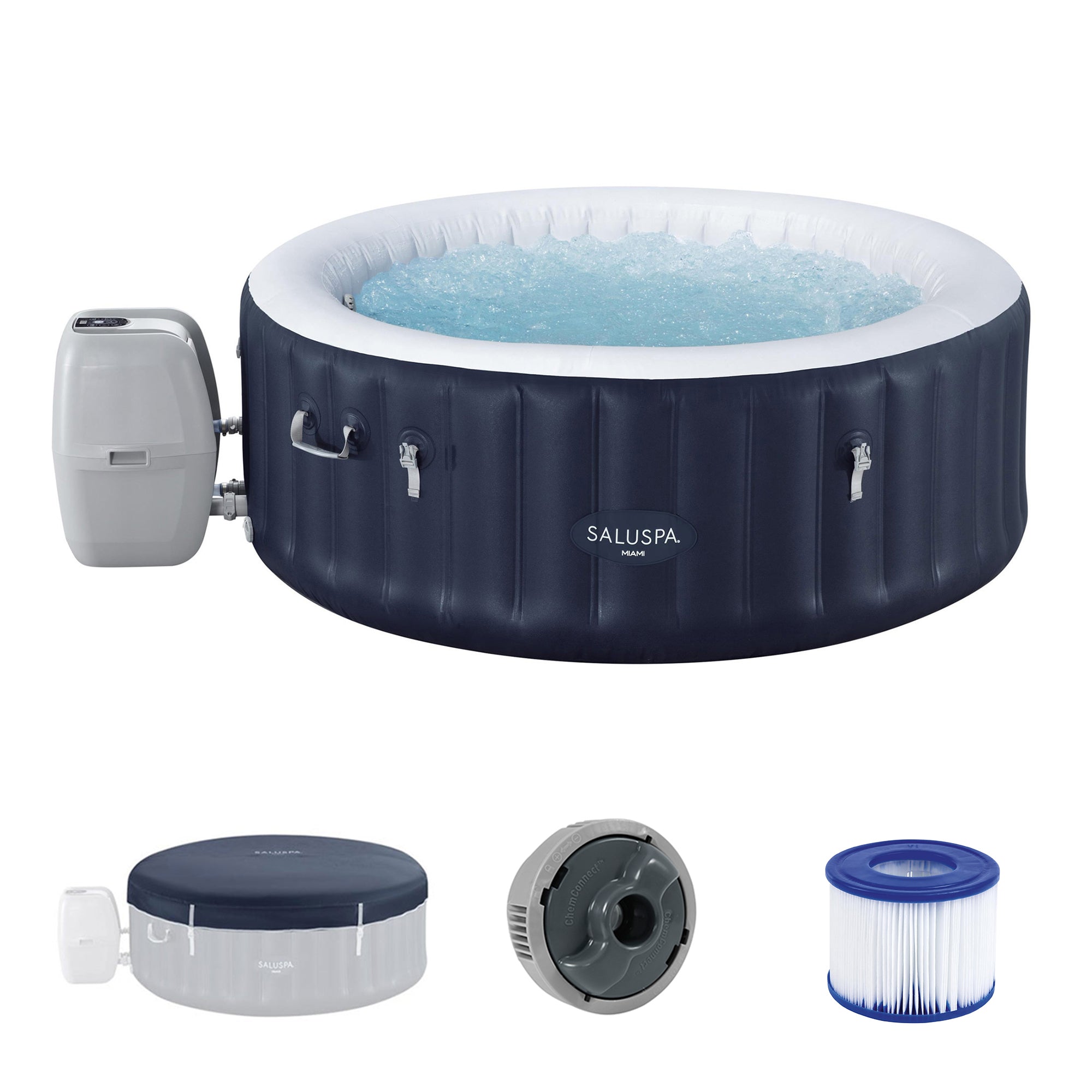 Bestway SaluSpa Miami 2-4 Person Inflatable Hot Tub, Round Spa, (For Parts)