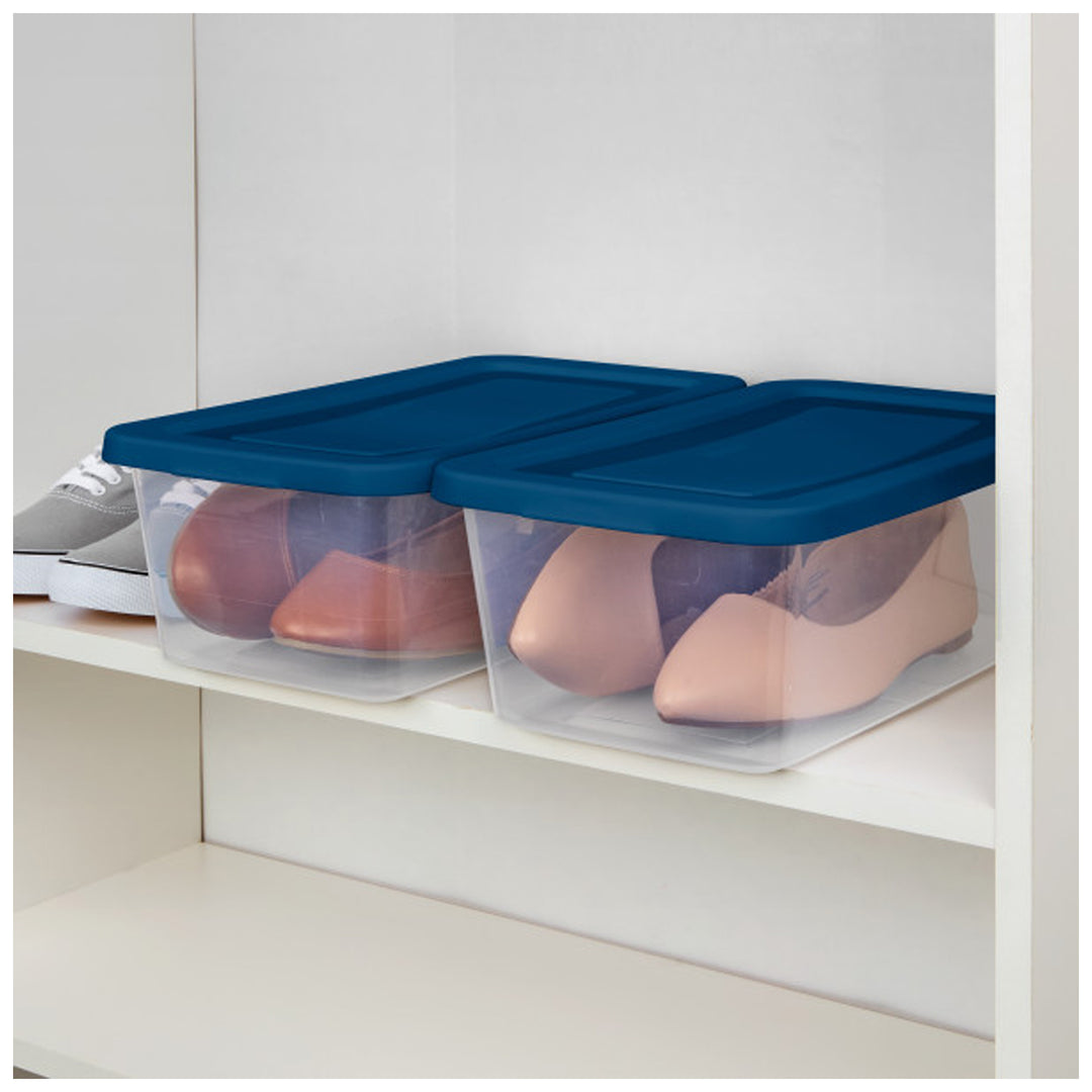 Sterilite 6 Qt Storage Boxes, Clear Plastic Containers with Lid, Set of 5, Blue