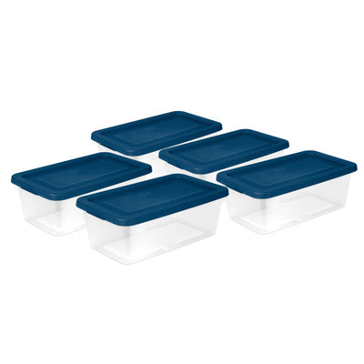 Sterilite 6 Qt Storage Boxes, Clear Plastic Containers with Lid, Set of 30, Blue