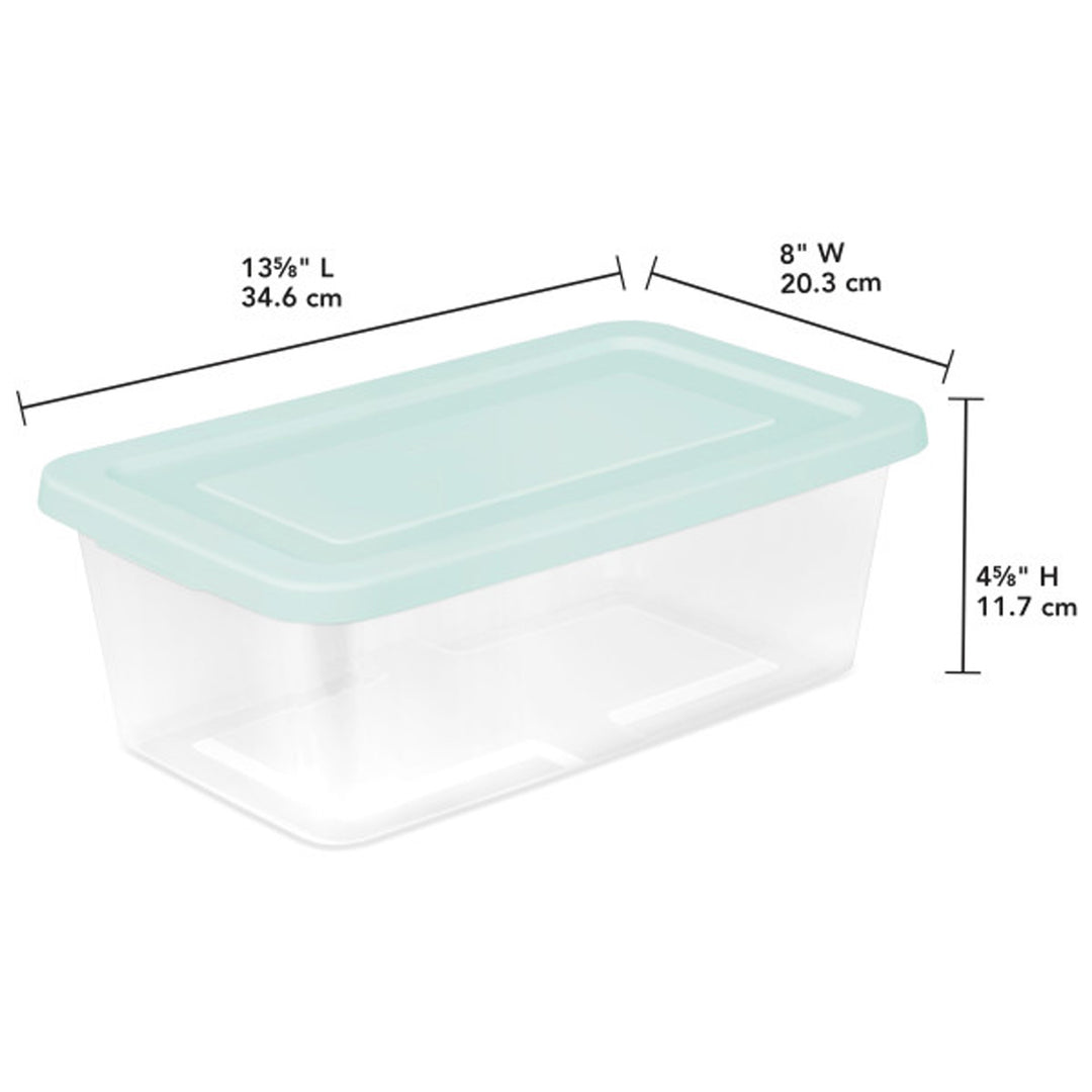 Sterilite 6 Qt Storage Boxes, Clear Plastic Containers with Lid, Set of 5, Mint