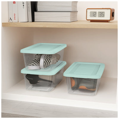 Sterilite 6 Qt Storage Boxes, Clear Plastic Containers with Lid, Set of 30, Mint