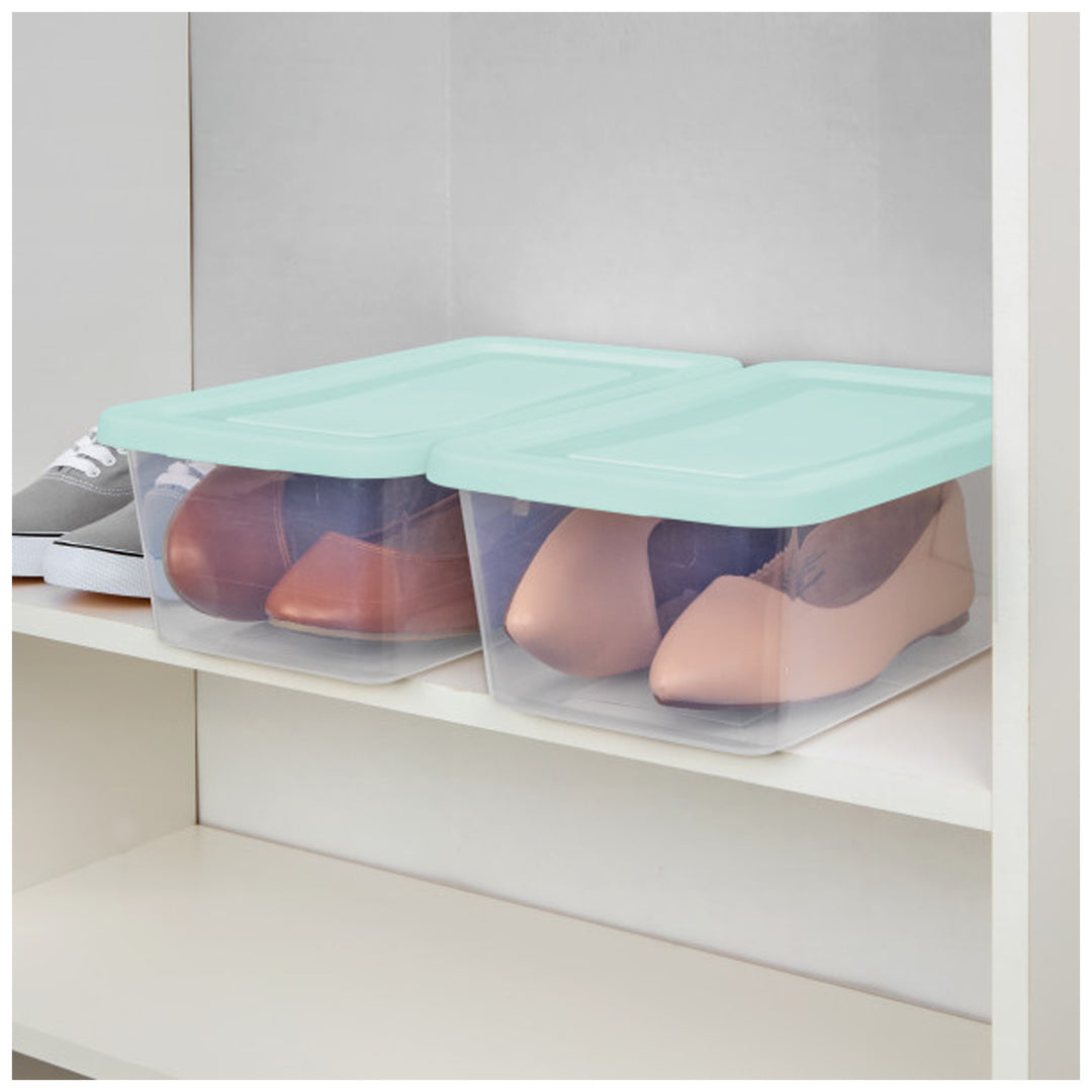 Sterilite 6 Qt Storage Boxes, Clear Plastic Containers with Lid, Set of 5, Mint