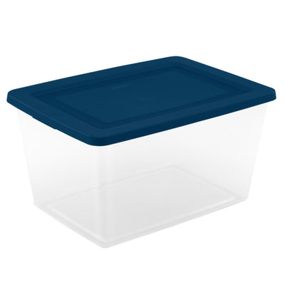 Sterilite 58Qt Storage Boxes, Clear Plastic Containers with Lid, Set of 32, Blue