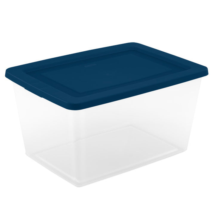 Sterilite 58Qt Storage Boxes, Clear Plastic Containers with Lid, Set of 24, Blue