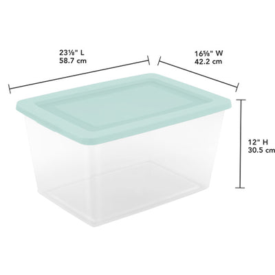 Sterilite 58Qt Storage Boxes, Clear Plastic Containers with Lid, Set of 24, Mint