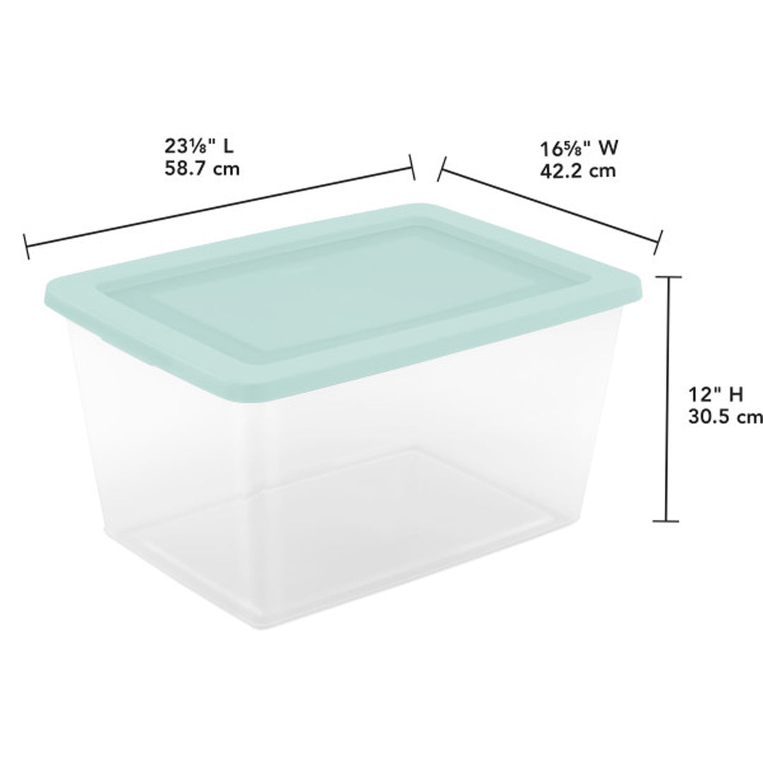 Sterilite 58Qt Storage Boxes, Clear Plastic Containers with Lid, Set of 16, Mint