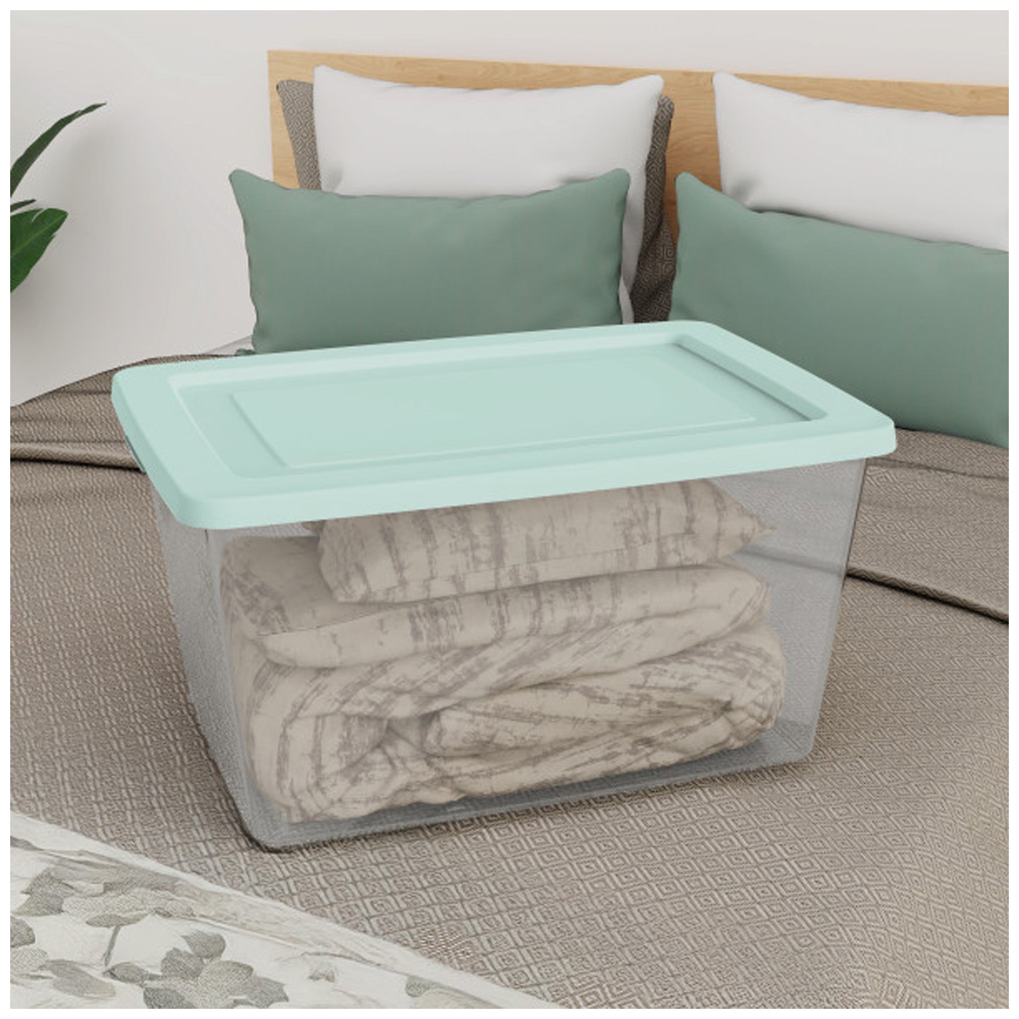 Sterilite 58Qt Storage Boxes, Clear Plastic Containers with Lid, Set of 16, Mint