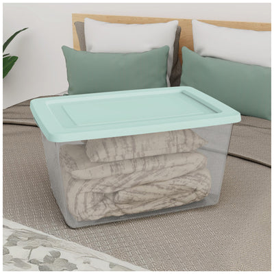 Sterilite 58Qt Storage Boxes, Clear Plastic Containers with Lid, Set of 16, Mint