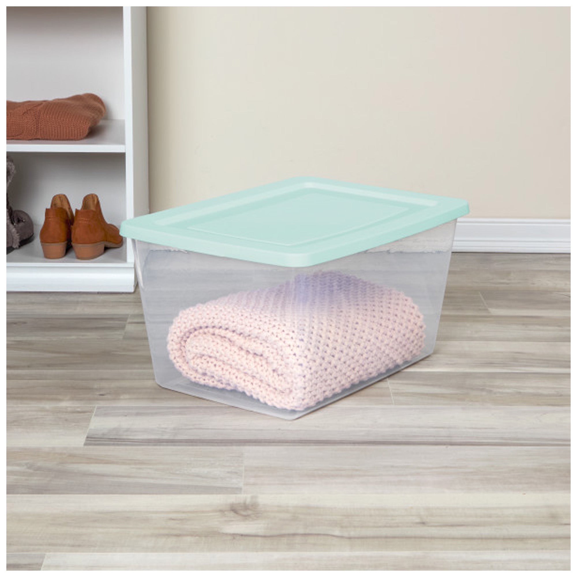 Sterilite 58Qt Storage Boxes, Clear Plastic Containers with Lid, Set of 16, Mint