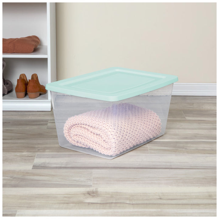 Sterilite 58Qt Storage Boxes, Clear Plastic Containers with Lid, Set of 32, Mint