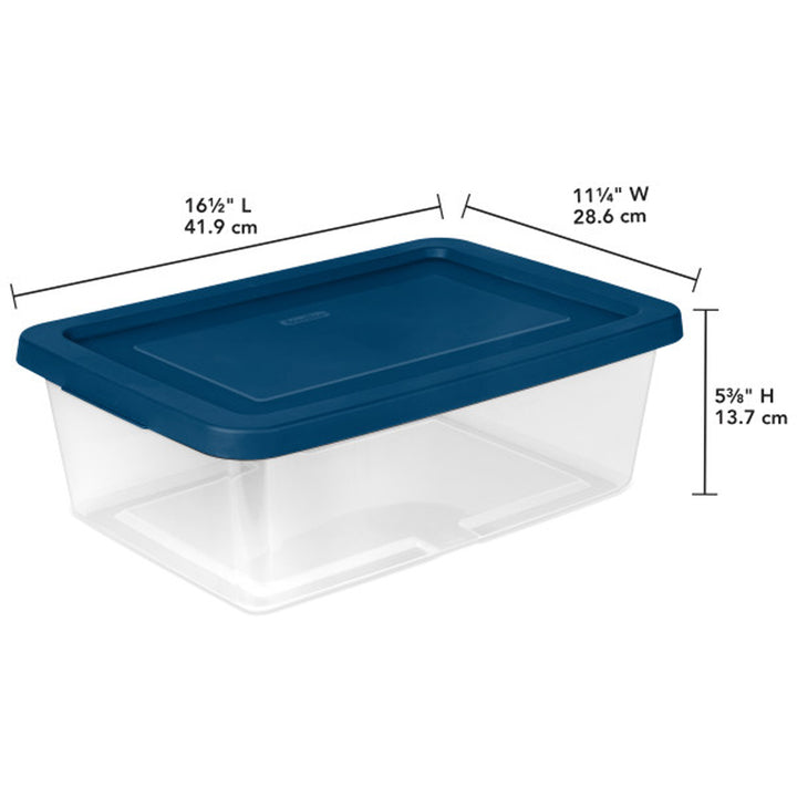 Sterilite 12Qt Storage Boxes Clear Plastic Containers with Lid, Set of 24, Blue