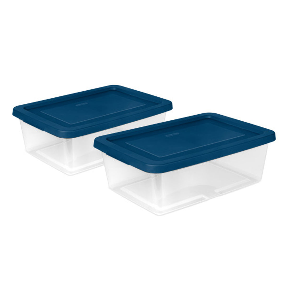 Sterilite 12Qt Storage Boxes Clear Plastic Containers with Lid, Set of 36, Blue