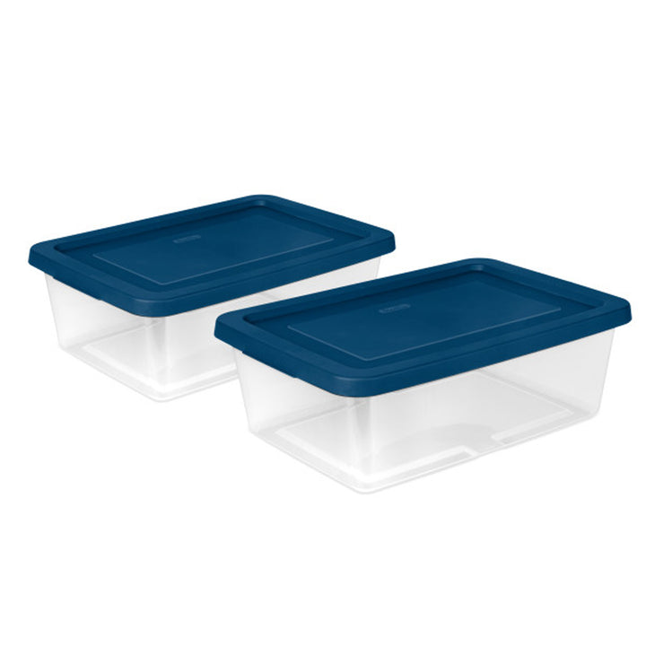 Sterilite 12Qt Storage Boxes Clear Plastic Containers with Lid, Set of 36, Blue