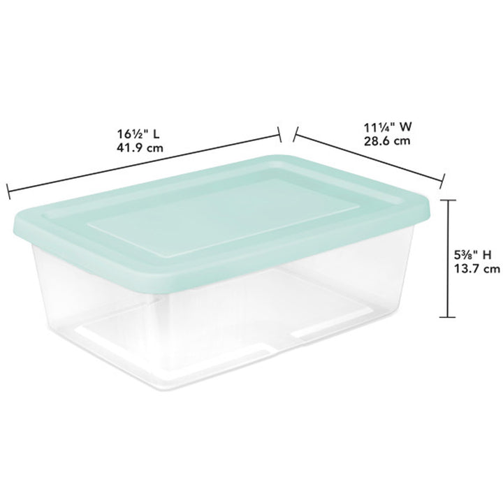 Sterilite 12Qt Storage Boxes, Clear Plastic Containers with Lid, Set of 12, Mint