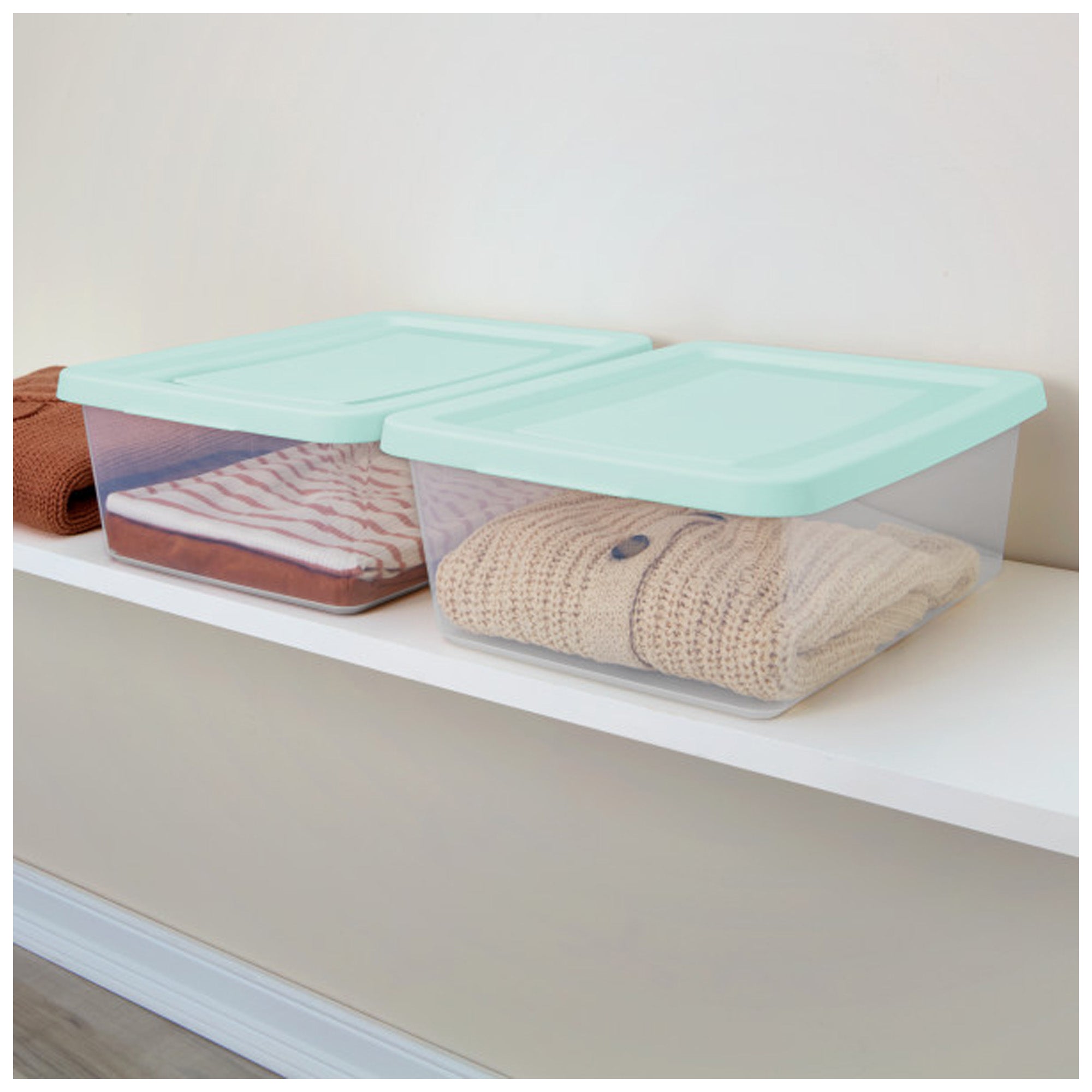 Sterilite 12Qt Storage Boxes, Clear Plastic Containers with Lid, Set of 36, Mint