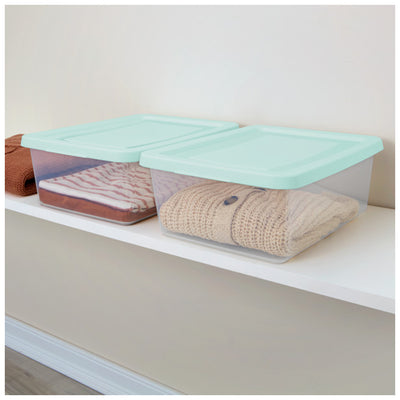 Sterilite 12Qt Storage Boxes, Clear Plastic Containers with Lid, Set of 36, Mint