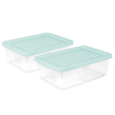 Sterilite 12Qt Storage Boxes, Clear Plastic Containers with Lid, Set of 12, Mint