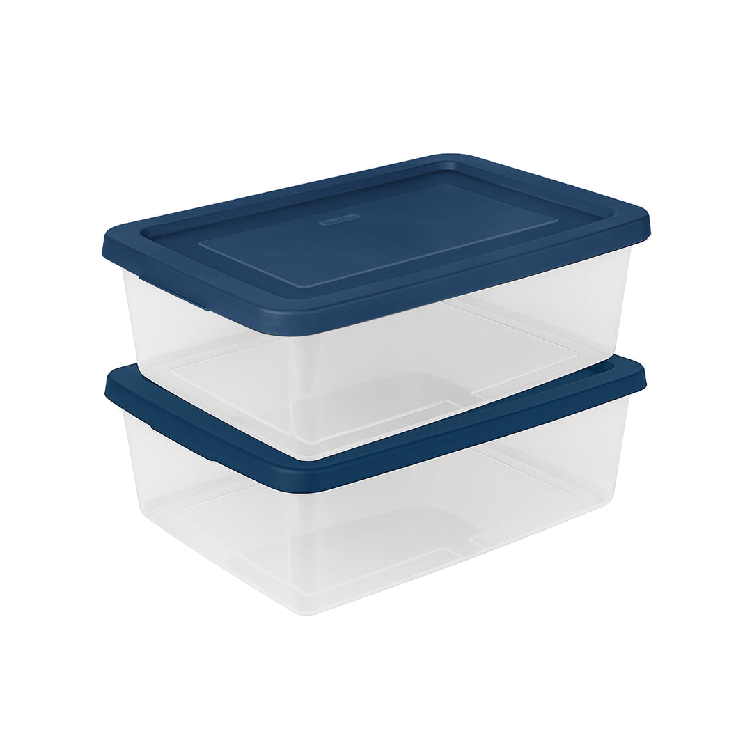 Sterilite 12Qt Storage Boxes Clear Plastic Containers with Lid, Set of 36, Blue