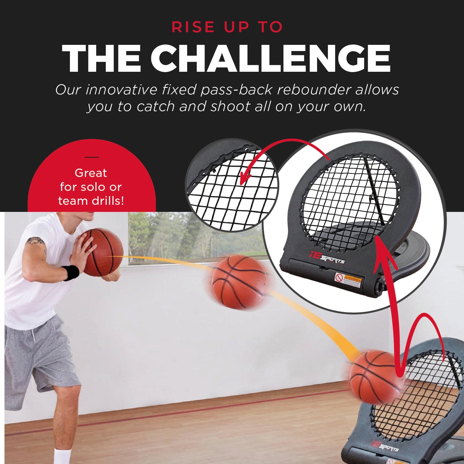 IE Sports Basketball Rebounder Multi-Sport Rebound Net Return Attachment, Black - VMInnovations