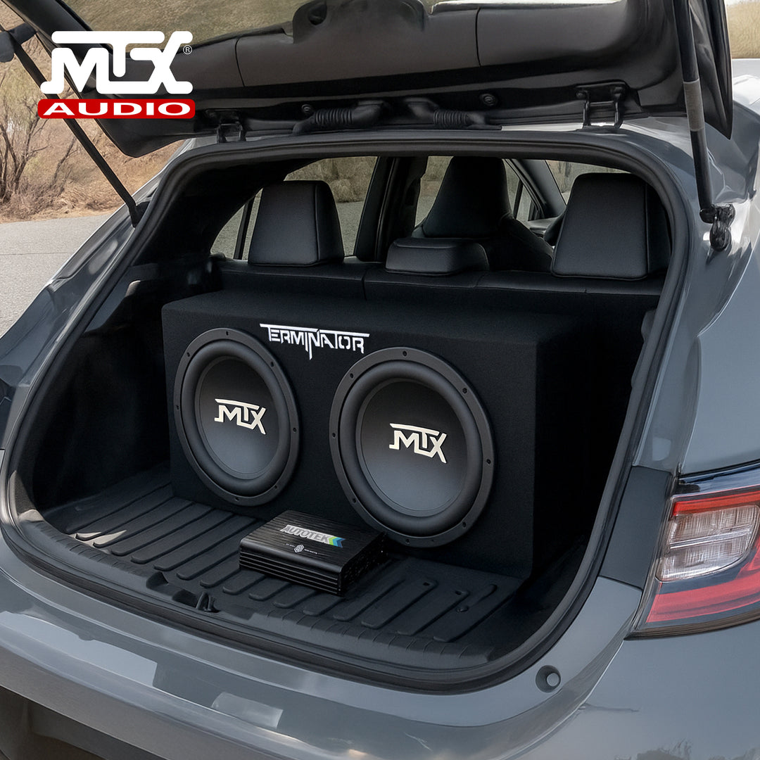MTX TNE212D 12" 1200W Dual Loaded Car Subwoofer Package with 4 Gauge Wiring Kit