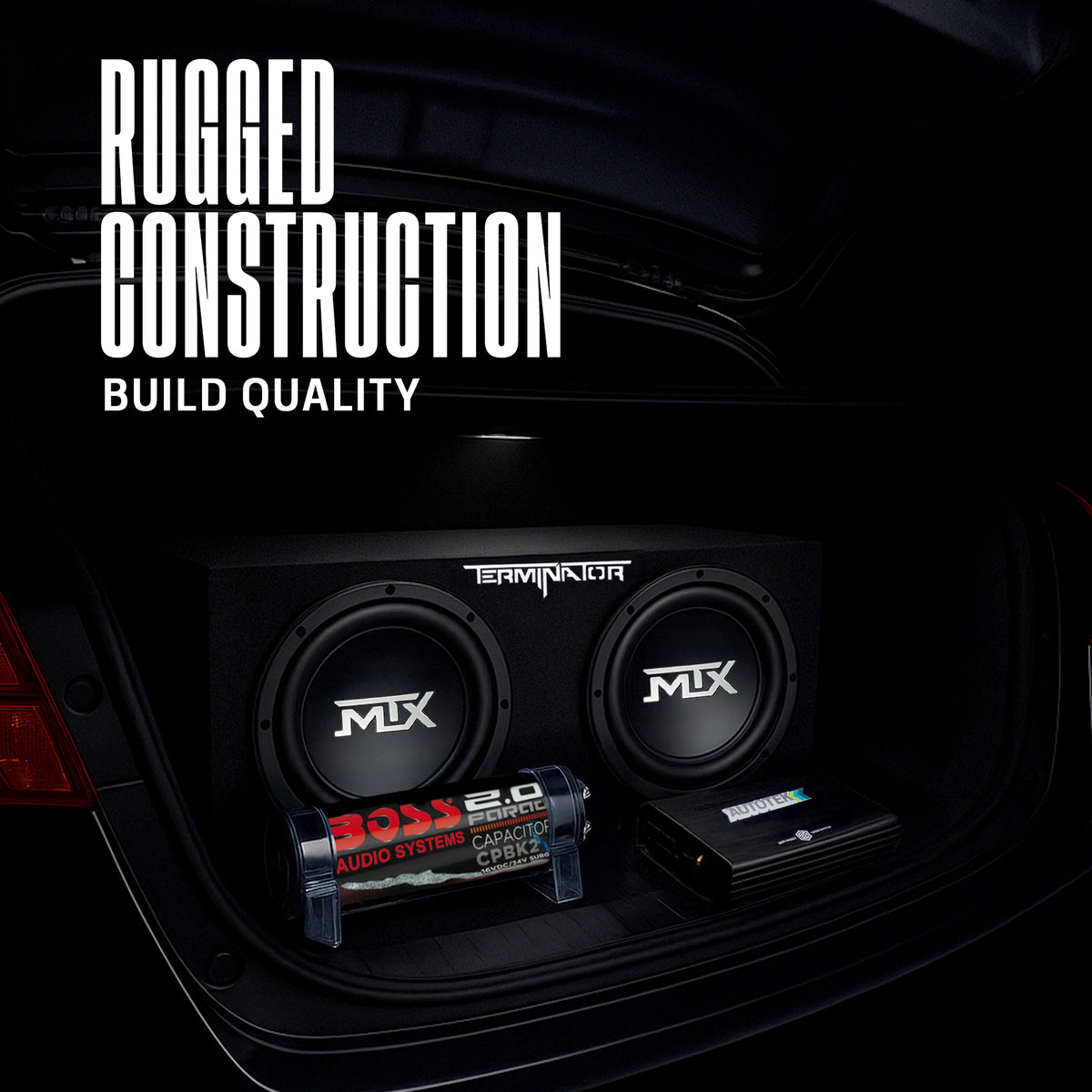 MTX 12" 1200W Max Car Audio Dual Loaded Subwoofer Set with Car Audio Amplifier