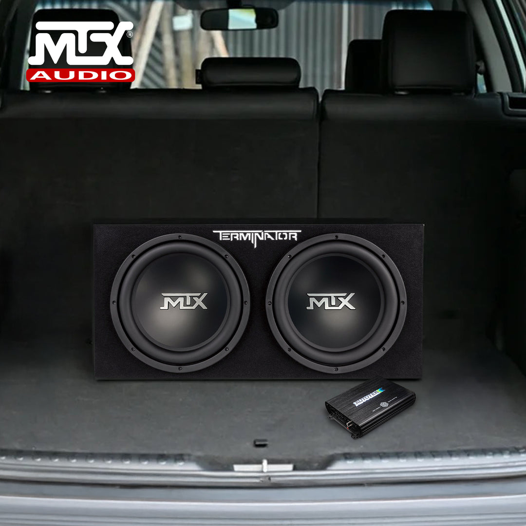 MTX 12" 1200W Max Car Audio Dual Loaded Subwoofer Set with Car Audio Amplifier