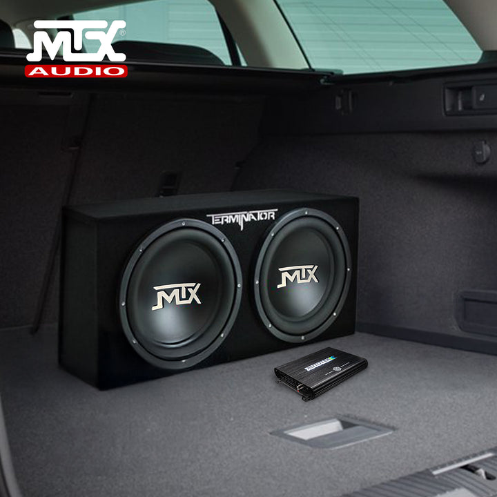 MTX 12" 1200W Max Car Audio Dual Loaded Subwoofer Set with Car Audio Amplifier