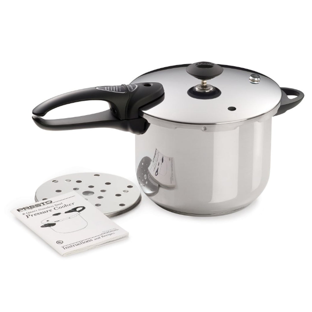 Presto 6 Quart Stainless Steel Pressure Cooker, Dishwasher Safe, Tri Clad Base