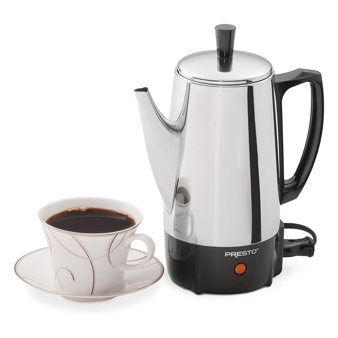 Presto 02822 Stainless Steel Coffee Maker, Classic Percolator, Easy Pour, Silver