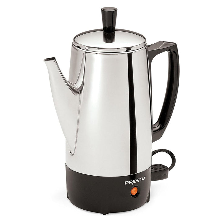 Presto 02822 Stainless Steel Coffee Maker, Classic Percolator, Easy Pour, Silver