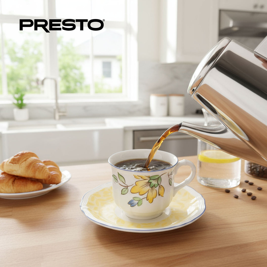 Presto 02822 Stainless Steel Coffee Maker, Classic Percolator, Easy Pour, Silver