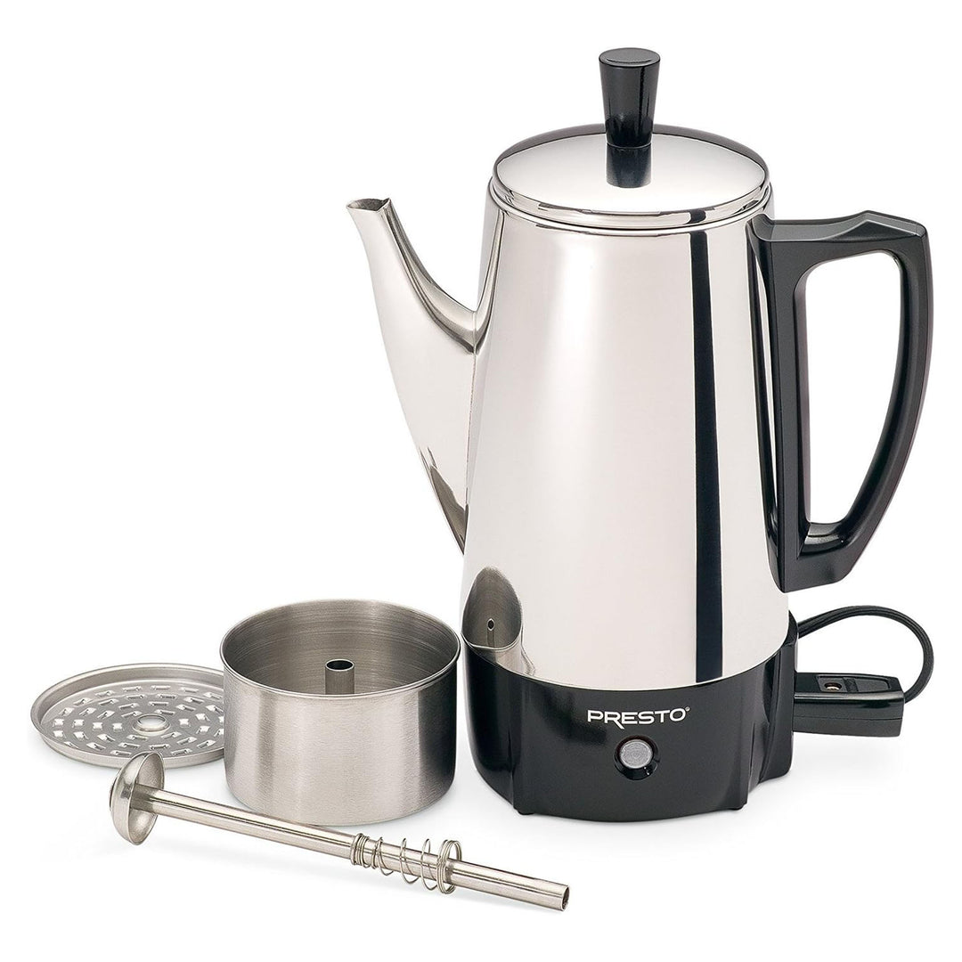 Presto 02822 Stainless Steel Coffee Maker, Classic Percolator, Easy Pour, Silver