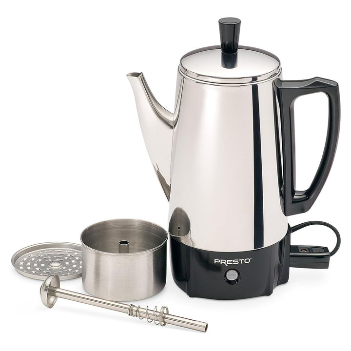 Presto 02822 Stainless Steel Coffee Maker, Classic Percolator, Easy Pour, Silver