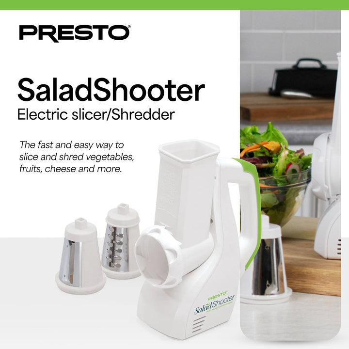 Presto 02910 SaladShooter Electric Slicer/Shredder, Handheld Food Chopper, White