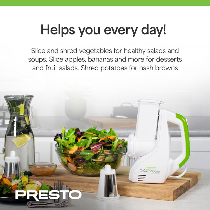 Presto 02910 SaladShooter Electric Slicer/Shredder, Handheld Food Chopper, White
