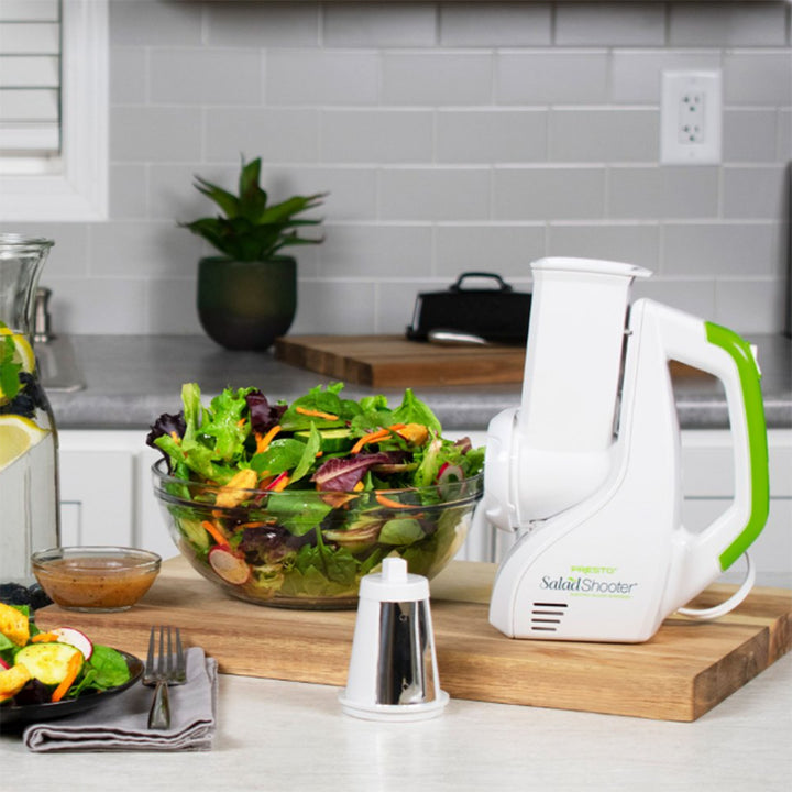 Presto 02910 SaladShooter Electric Slicer/Shredder, Handheld Food Chopper, White