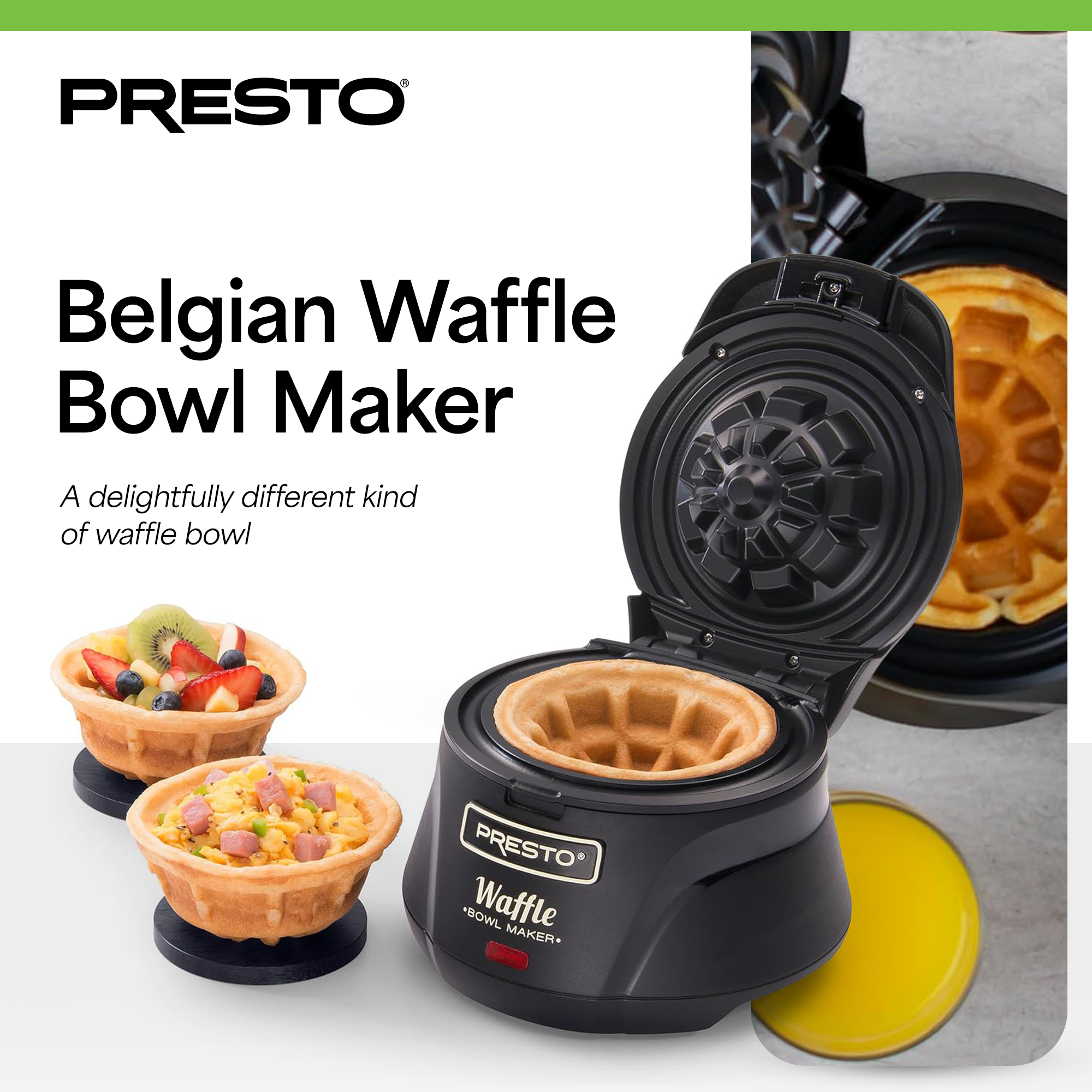 Presto Belgian Waffle Bowl Maker for 4" Waffles w/Nonstick Coating (Open Box)