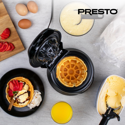 Presto Belgian Waffle Bowl Maker for 4" Waffles with Premium Nonstick Coating - VMInnovations