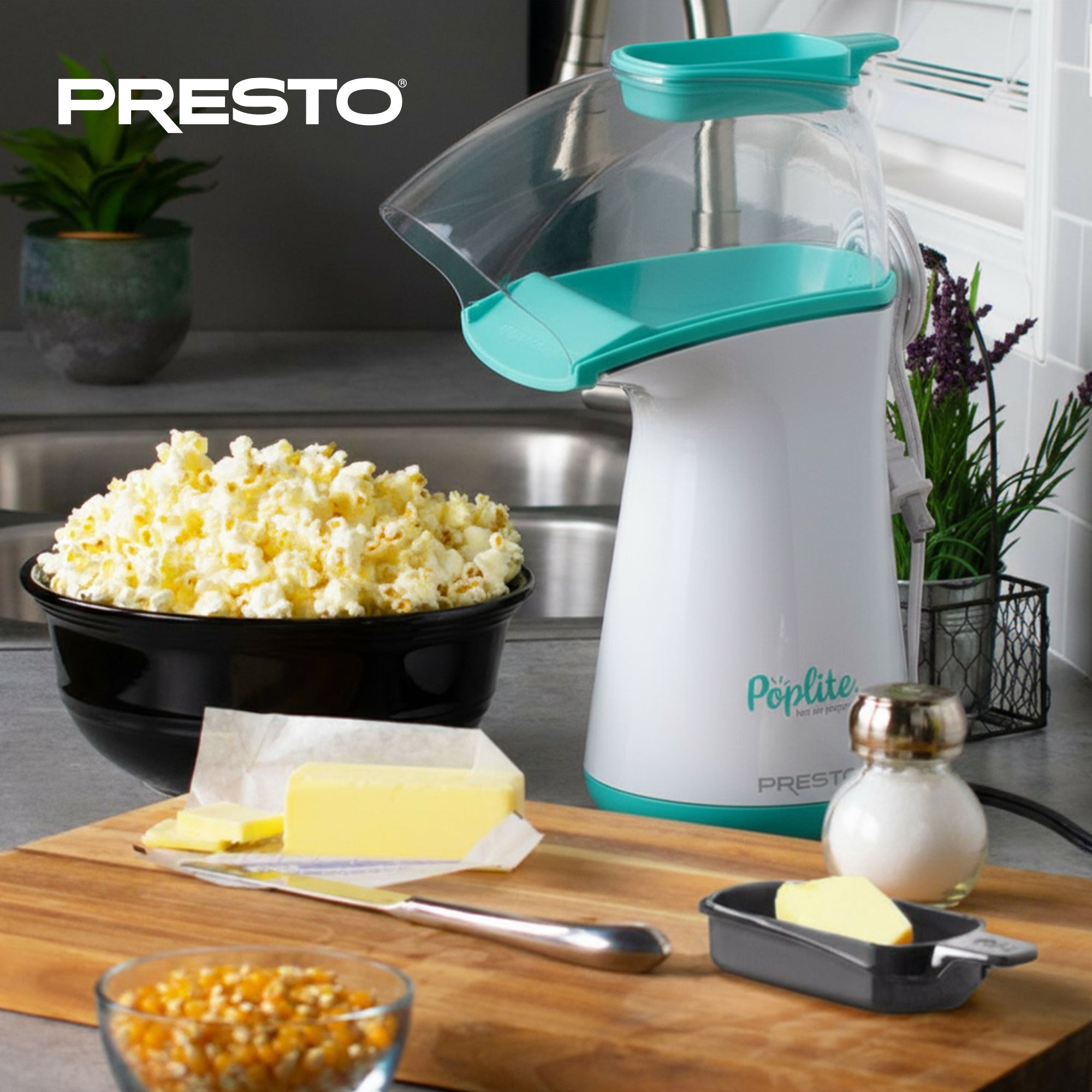 Presto PopLite Hot Air Popper Popcorn Maker for Home Kitchen, 18 Cups (Open Box)