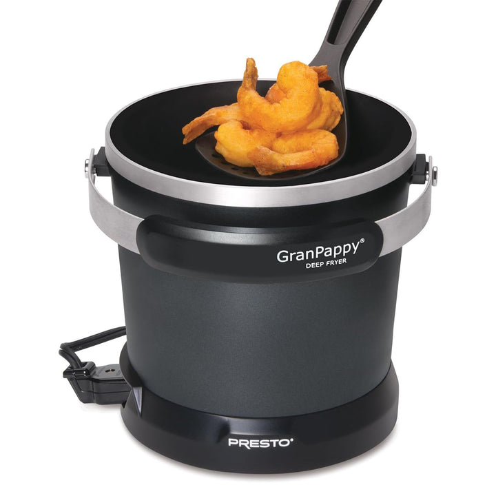 Presto 05411 GranPappy Electric Deep Fryer, Ceramic Nonstick, Handy Scoop, Black
