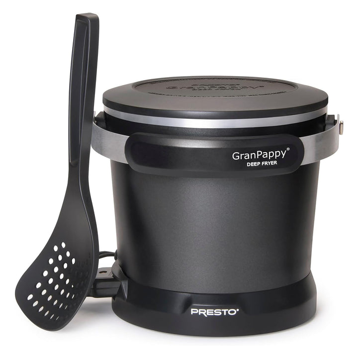 Presto 05411 GranPappy Electric Deep Fryer, Ceramic Nonstick, Handy Scoop, Black