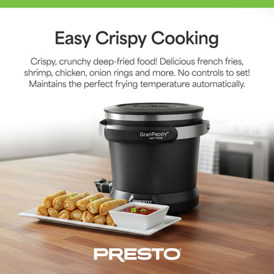 Presto Electric Deep Fryer, Ceramic Nonstick, Handy Scoop, Black (Open Box) - VMInnovations